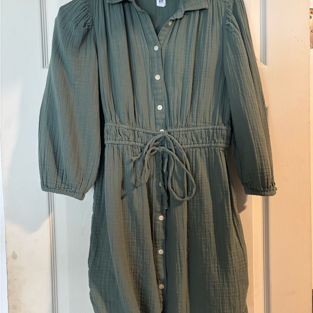 GAP Sage Green Long Sleeve Dress